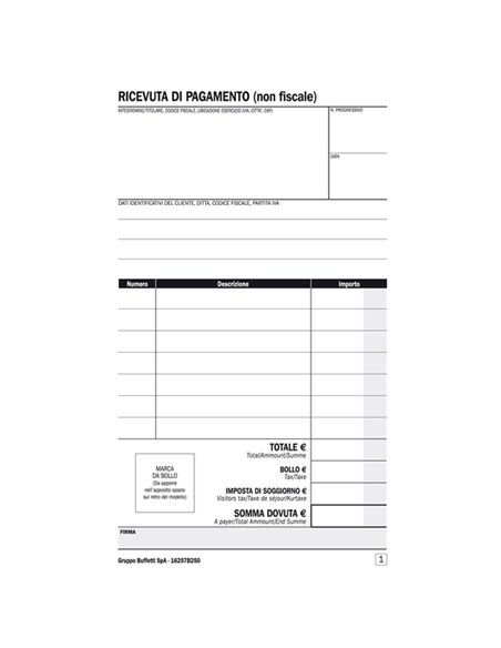 Blocco ricevute BB e affittacamere 25/25copie autoric16,8x10cm DU16257B250 DU DU16257B250