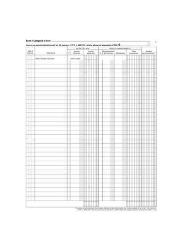 Registro beni ammortizzabili 45pag. num. 31x24,5cm DU136800000 Data Uffcio DU136800000 DATA UFFICIO LIBRI SOCIALI
