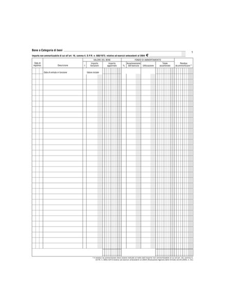 Registro beni ammortizzabili 45pag. num. 31x24,5cm DU136800000 Data Uffcio DU136800000 DATA UFFICIO LIBRI SOCIALI