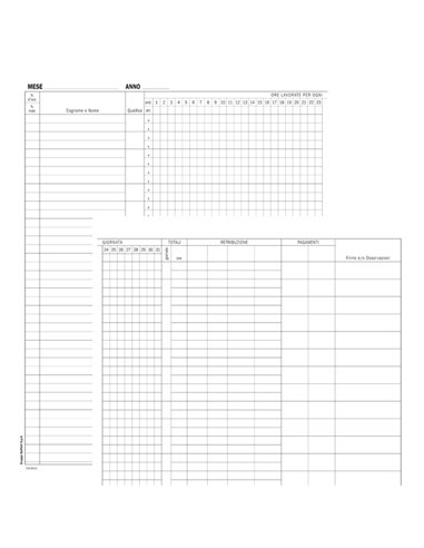 Registro Presenze Mensili 48pag. 31x24,5cm DU131301200 DU DU131301200 DATA UFFICIO SEGRETERIA
