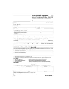 Dichiarazione conformitA' impianto snap 5 copie autor. Data Ufficio 884250000G DATA UFFICIO SEGRETERIA