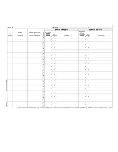 Registro carico/scarico equidi 46pag. num. 31x24,5cm DU138211000 DU DU138211000 DATA UFFICIO MAGAZZINO-TRASPORTI