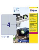 Poliestere adesivo L6134 argento 20fg A4 105x148mm (4et/fg) laser Avery L6134-20