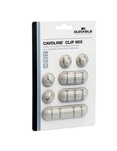 Mix di 7 Clip fermacavi adesivi - grigio - Cavoline Clip Mix Durable 5041-10 DURABLE ADATTATORI-CAVI-ORGANIZZACAVI