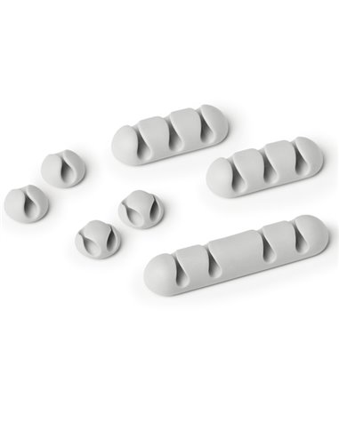 Mix di 7 Clip fermacavi adesivi - grigio - Cavoline Clip Mix Durable 5041-10 DURABLE ADATTATORI-CAVI-ORGANIZZACAVI