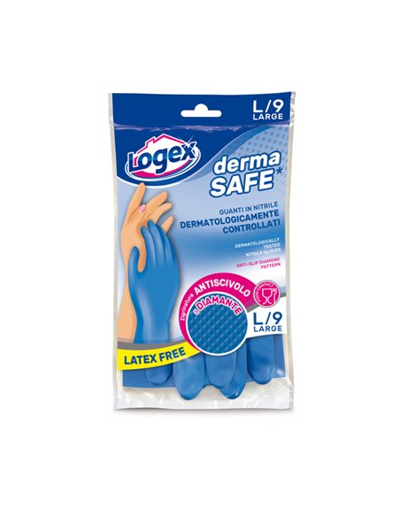 Guanti in nitrile DERMASAFE tg. L Blu 1254LXL LOGEX PROFESSIONAL GUANTI DI PROTEZIONE