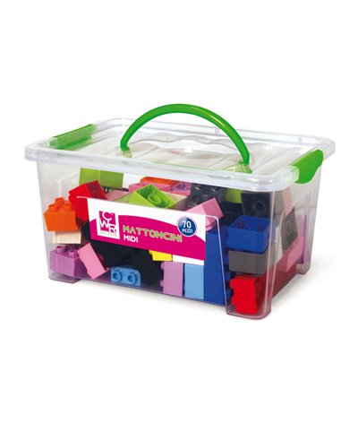 Bauletto 70 mattoncini da costruzione Midi in colori assortiti CWR 12353/1 CWR REGOLI-GIOCHI DIDATTICI
