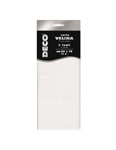Busta 5 fogli carta velina 20gr 50x76cm bianco DECO 12283/01 DECO CARTA CRESPA-VELINA