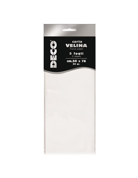 Busta 5 fogli carta velina 20gr 50x76cm bianco DECO 12283/01 DECO CARTA CRESPA-VELINA