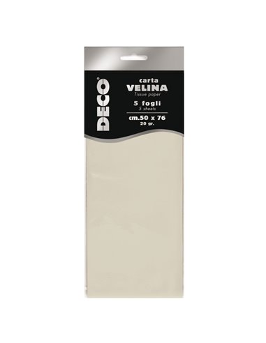 Busta 5 fogli carta velina 20gr 50x76cm avorio DECO 12283/04 DECO CARTA CRESPA-VELINA