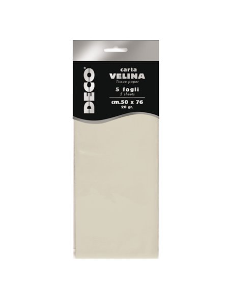 Busta 5 fogli carta velina 20gr 50x76cm avorio DECO 12283/04 DECO CARTA CRESPA-VELINA