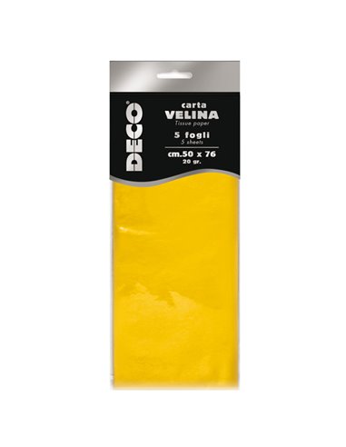 Busta 5 fogli carta velina 20gr 50x76cm giallo DECO 12283/02 DECO CARTA CRESPA-VELINA