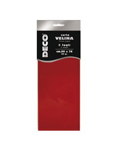 Busta 5 fogli carta velina 20gr 50x76cm rosso DECO 12283/06 DECO CARTA CRESPA-VELINA