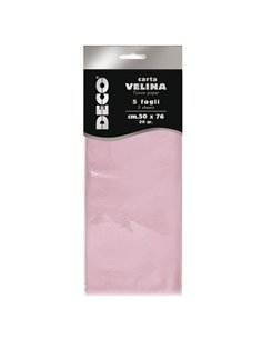 Busta 5 fogli carta velina 20gr 50x76cm rosa DECO 12283/21 DECO CARTA CRESPA-VELINA