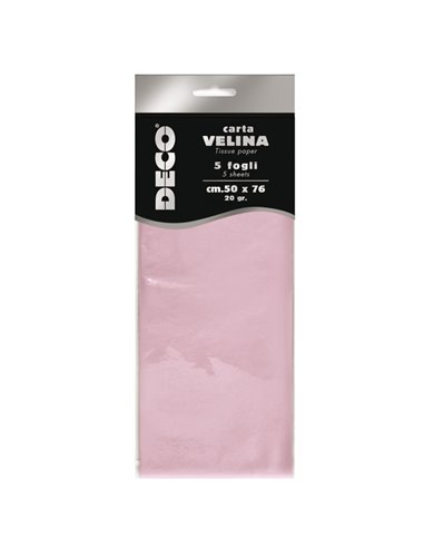 Busta 5 fogli carta velina 20gr 50x76cm rosa DECO 12283/21 DECO CARTA CRESPA-VELINA