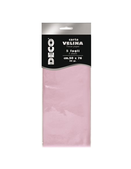 Busta 5 fogli carta velina 20gr 50x76cm rosa DECO 12283/21 DECO CARTA CRESPA-VELINA