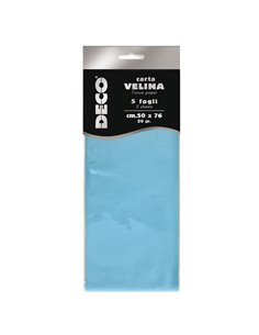 Busta 5 fogli carta velina 20gr 50x76cm azzurro DECO 12283/13 DECO CARTA CRESPA-VELINA