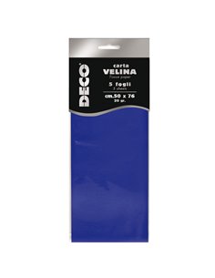 Busta 5 fogli carta velina 20gr 50x76cm blu DECO 12283/14 DECO CARTA CRESPA-VELINA