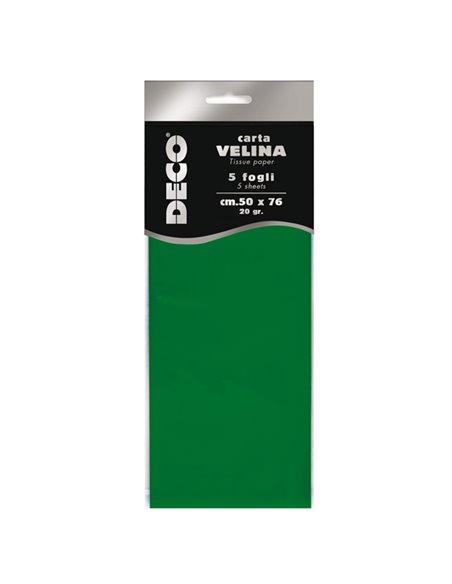 Busta 5 fogli carta velina 20gr 50x76cm verde chiaro DECO 12283/16 DECO CARTA CRESPA-VELINA