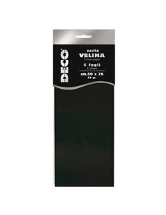 Busta 5 fogli carta velina 20gr 50x76cm nero DECO 12283/20 DECO CARTA CRESPA-VELINA
