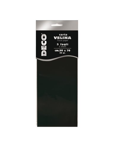 Busta 5 fogli carta velina 20gr 50x76cm nero DECO 12283/20 DECO CARTA CRESPA-VELINA