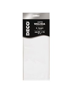Busta 5 fogli carta velina 20gr 50x76cm bianco perlescente DECO 12295/01 DECO CARTA CRESPA-VELINA