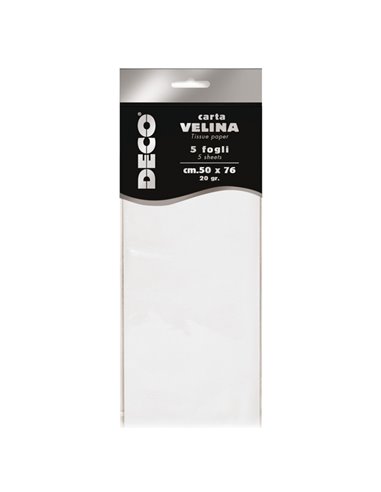 Busta 5 fogli carta velina 20gr 50x76cm bianco perlescente DECO 12295/01 DECO CARTA CRESPA-VELINA
