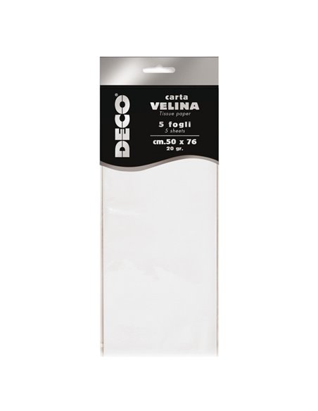 Busta 5 fogli carta velina 20gr 50x76cm bianco perlescente DECO 12295/01 DECO CARTA CRESPA-VELINA