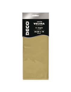 Busta 5 fogli carta velina 20gr 50x76cm oro perlescente DECO 12295/02 DECO CARTA CRESPA-VELINA