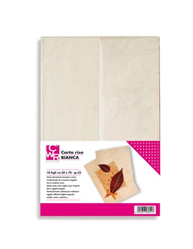 Confezione da 10 fogli carta riso GR 25 50x70cm bianco CWR 08051 CWR ACCESSORI DIDATTICI E LAVORI MANUALI