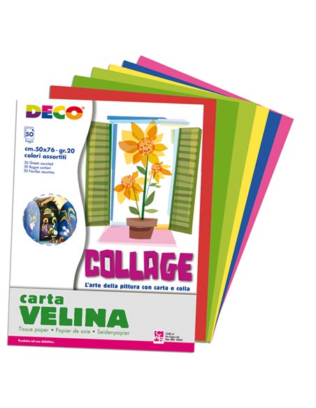 Busta di carta velina 50fg 50x76cm 10 colori assortiti DECO 09382