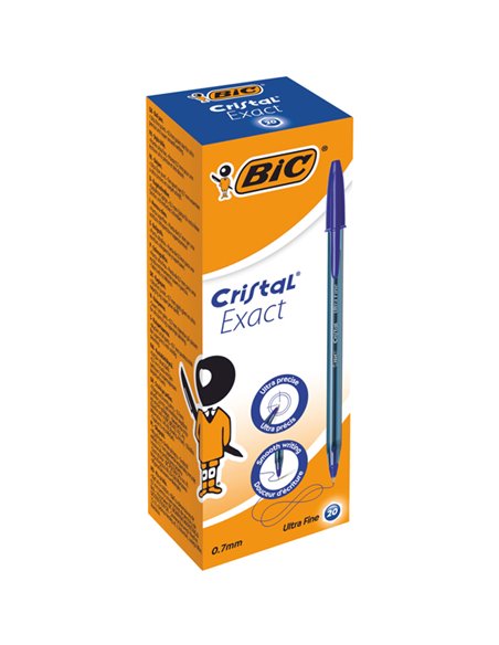 Scatola 20 penna sfera con cappuccio Cristal® Exact 0.7mm blu BIC® 992605 BIC CON CAPPUCCIO