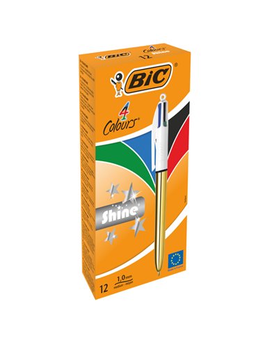 Scatola 12 penne sfera a scatto 4Colors Shine oro BIC 982878