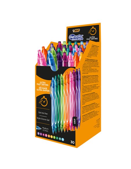 Box 30 penne sfera scatto 10 colori assortiti Gelocity quick dry BIC® 999460 BIC A SCATTO