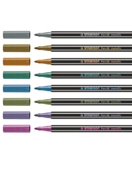Scatola metallo da 8 pz. Pen 68 metallic Stabilo 6808/8-32 STABILO A BASE D'ACQUA