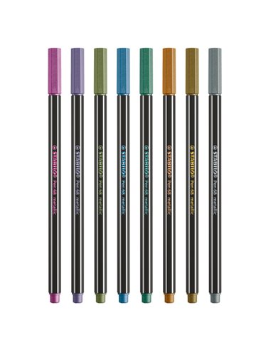 Scatola metallo da 8 pz. Pen 68 metallic Stabilo 6808/8-32 STABILO A BASE D'ACQUA