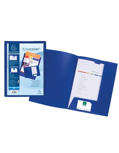 Cartella di presentazione in PP 2 alette blu. Kreacover A4 Exacompta 43502E EXACOMPTA CARTELLINE A TRE LEMBI PLASTICA