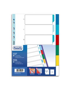 Divisori neturi PP A4 6 tacche col. Ass. Favorit 400132501 FAVORIT DIVISORI-SEPARATORI CON TASTI NEUTRI