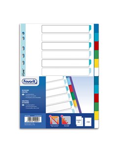 Divisori neturi PP A4 12 tacche col. Ass. Favorit 400132500 FAVORIT DIVISORI-SEPARATORI CON TASTI NEUTRI