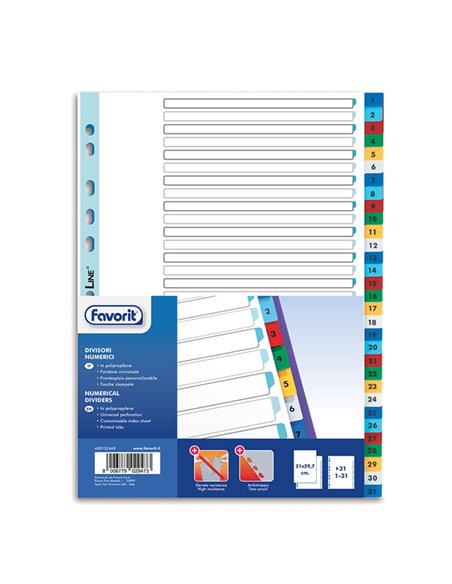 Divisori numerici PP A4 31 tacche col. Ass. Favorit 400132469