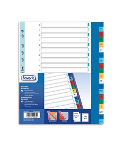 Divisori alfabetici PP A4maxi 20 tacche col. Ass. Favorit 400132467 FAVORIT DIVISORI-SEPARATORI CON TASTI STAMPATI