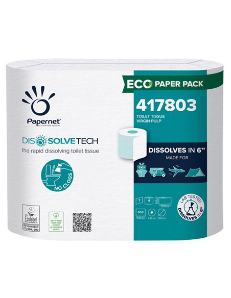 Pacco 4RT Carta igienica 850 strappi Dissolvetech Papernet 417803