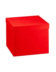 Scatola c/coperchio 30x30x24cm seta rosso Scotton 13697C