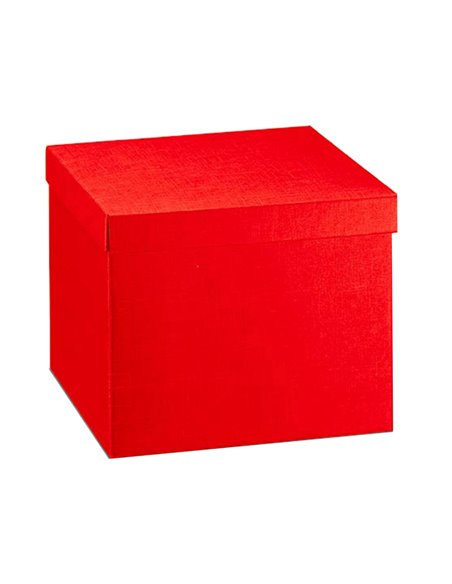 Scatola c/coperchio 30x30x24cm seta rosso Scotton 13697C