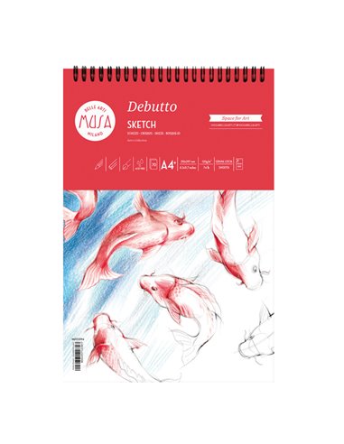 Blocco per schizzi Debutto A4+ - 21x29,7cm 70fg 120gr MUSA MU133394 MUSA ALBUM DISEGNO BIANCO