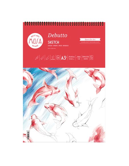 Blocco per schizzi Debutto A3+ - 29,7x42cm 50fg 120gr MUSA MU133393 MUSA ALBUM DISEGNO BIANCO