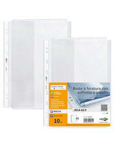 10 buste forate ATLA GS P c/soffietto e patella A4 trasp. buccia Sei rota 662516