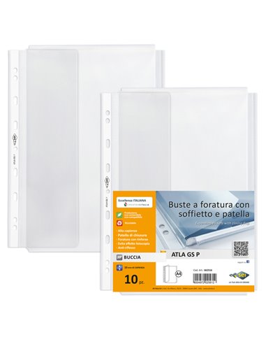 10 buste forate ATLA GS P c/soffietto e patella A4 trasp. buccia Sei rota 662516