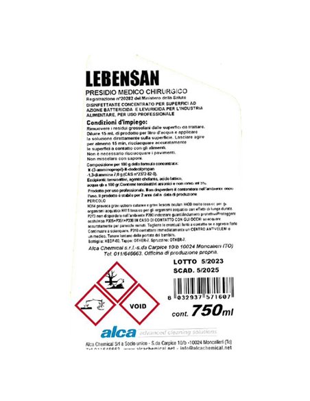 Disinfettante Lebensan trigger 750ml Alca ALC1115 ALCA DETERGENTI-DETERSIVI PER PULIZIA