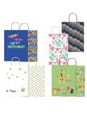 Shopper carta kraft c/manici in carta ritorta 16x21x8cm fantasie ass. Rex Sadoch SDX16ASS
